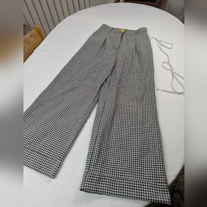 Commense Black & White Houndstooth Wide-Leg Pants